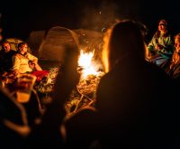 Vista aérea de una zona de acampada en un festival de música